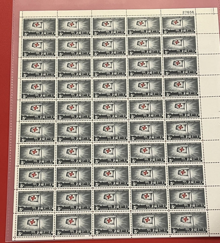 1963 5c International Red Cross Centennial Mint Sheet