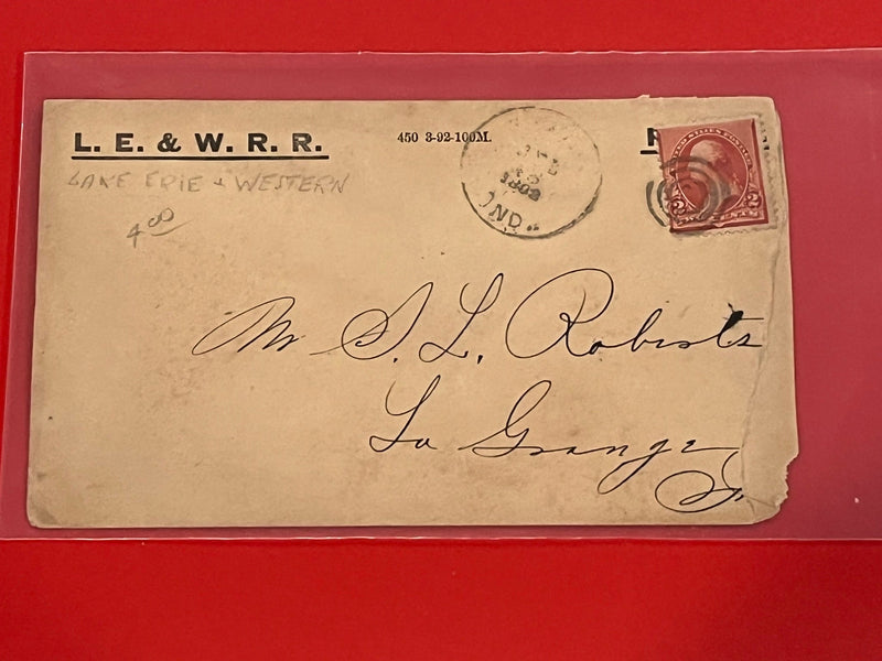 Lake Erie and Western RxR. 1902 cancel. LaGrange, Indiana. Fancy Cancel