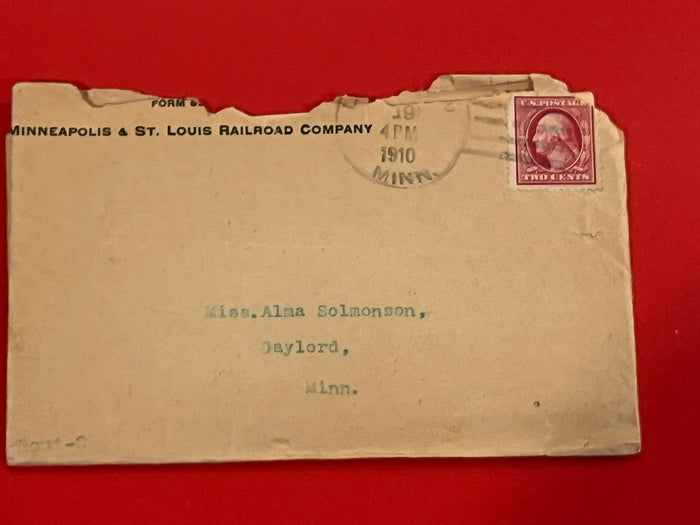 Minneapolis & St. Louis RxR RPO letter. 2c Washington.