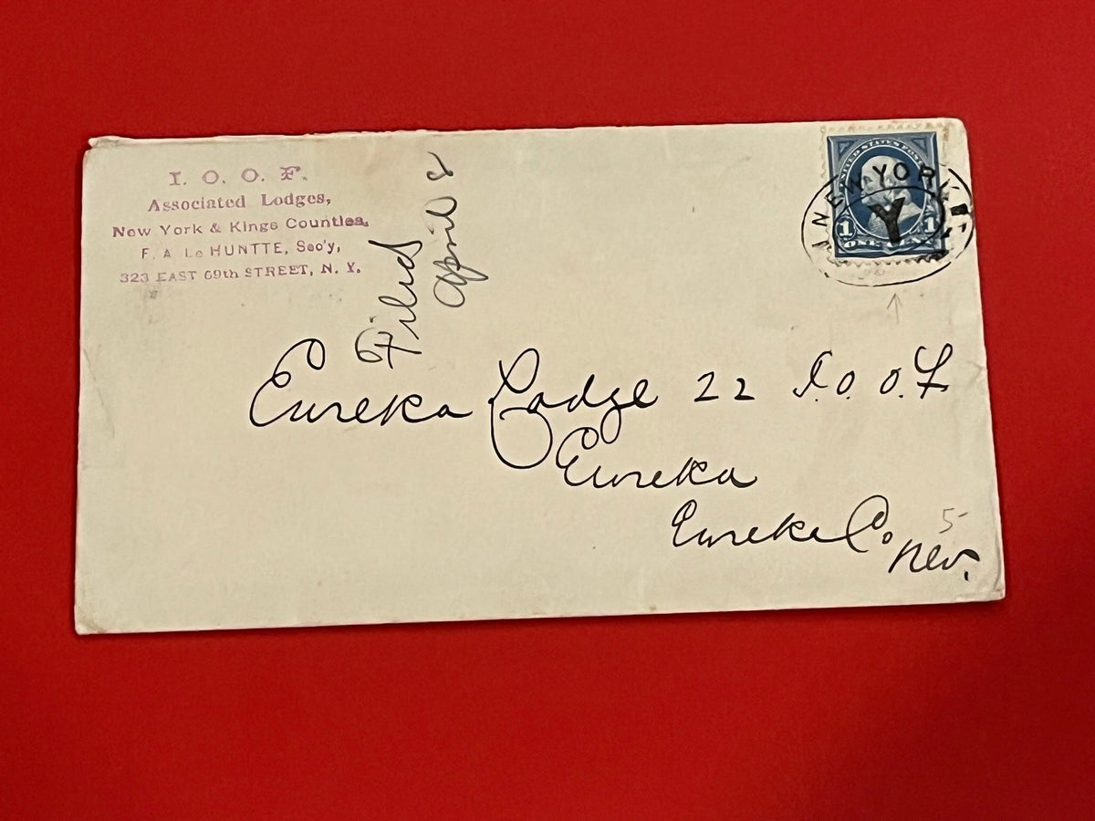 I.O.O.F. 1c Franklin. Fancy New York cancel