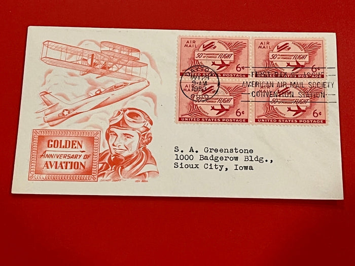 6c Air Mail. Golden Anniversary of Aviation cachet