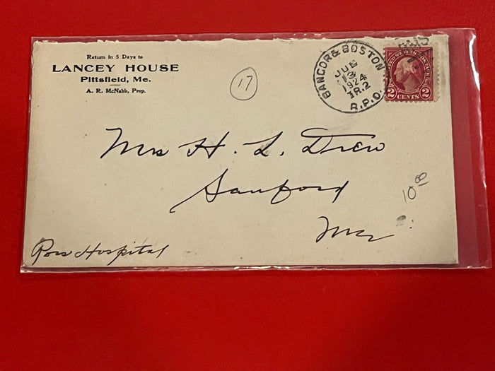 Lancey House - Pittsfield, Me. Banger & Boston RPO Cancel