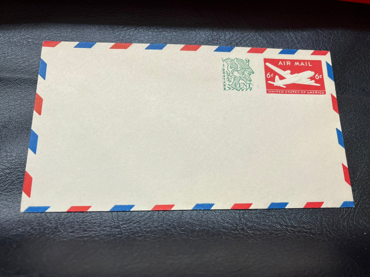 Double Embossed 1c and 6c air mail envelope