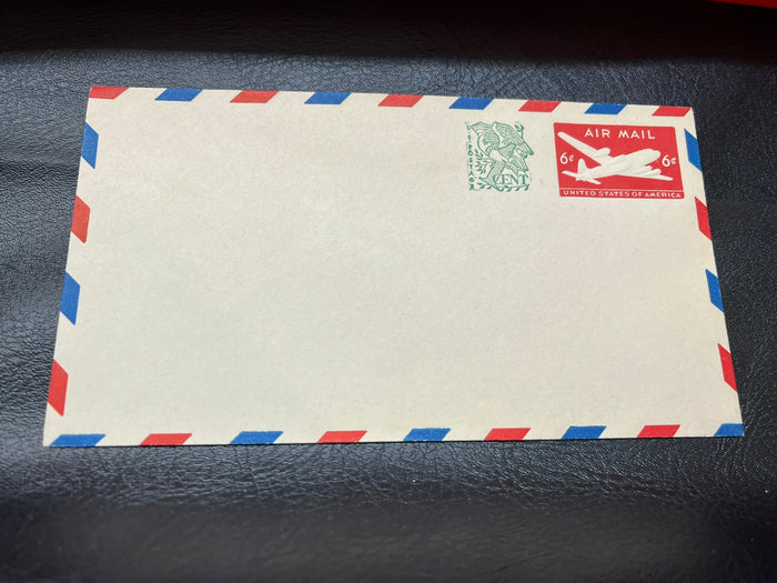 Double Embossed 1c and 6c air mail envelope