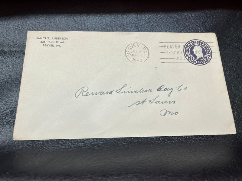 Beaver Pennsylvaia 3c Washington envelope