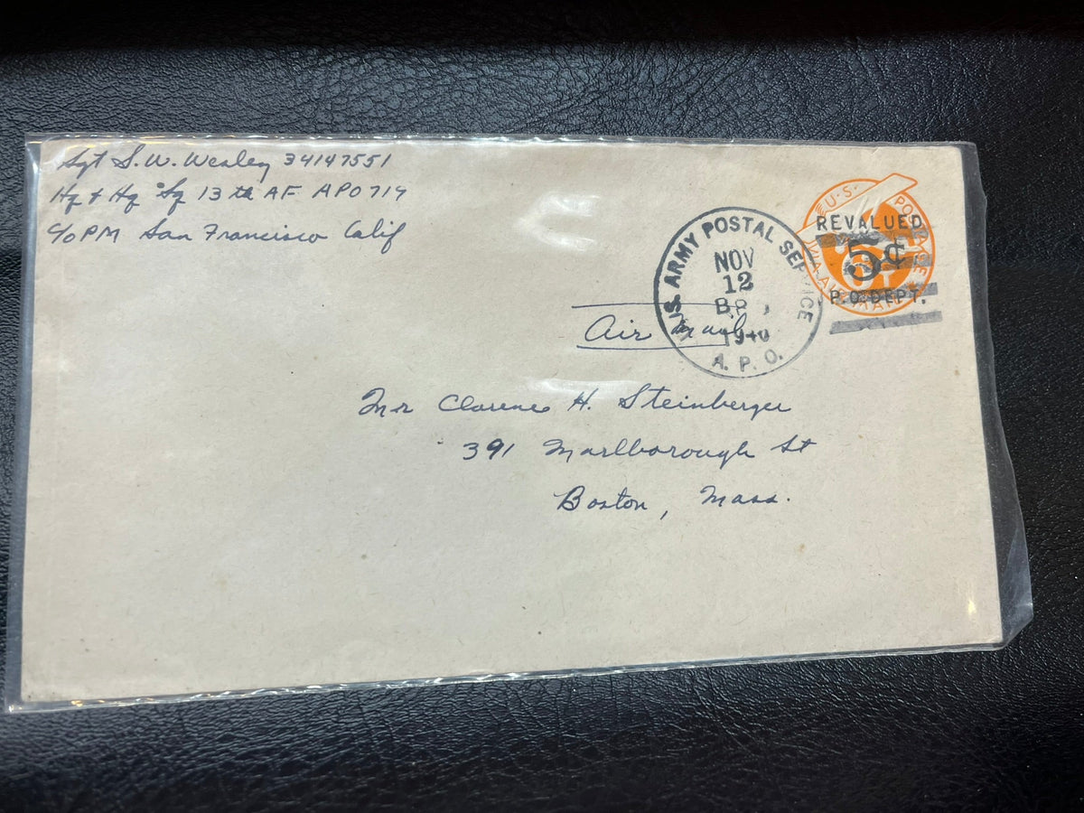 6c Air Plane envelope with 5c "Revalued" overprint 1