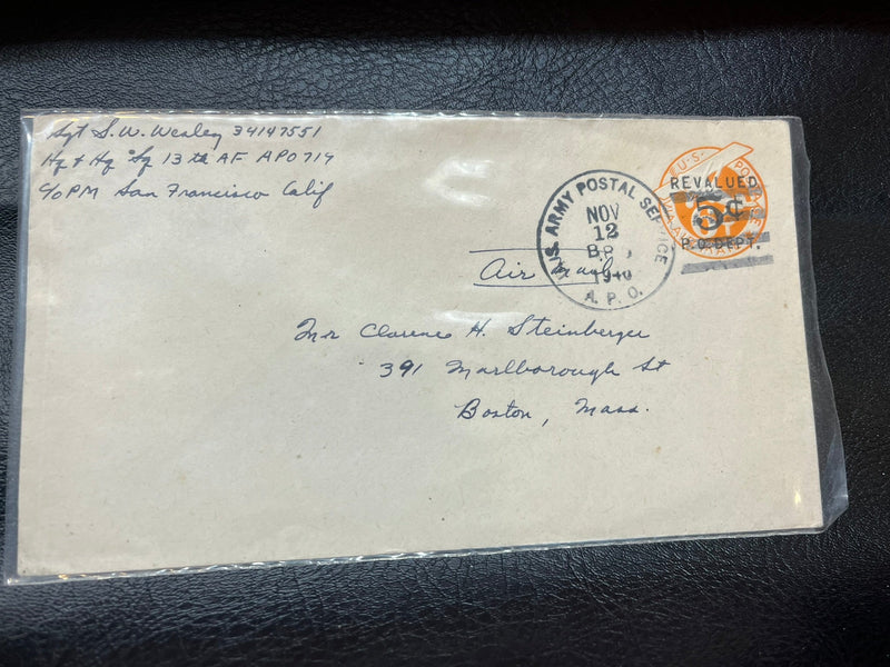 6c Air Plane envelope with 5c "Revalued" overprint 1