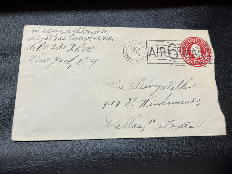 2c Washington envelope with Air Mail 6c overprint. APO