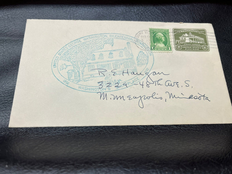 Washington Bicentennial 1c Envelope with 1c stamp cachet