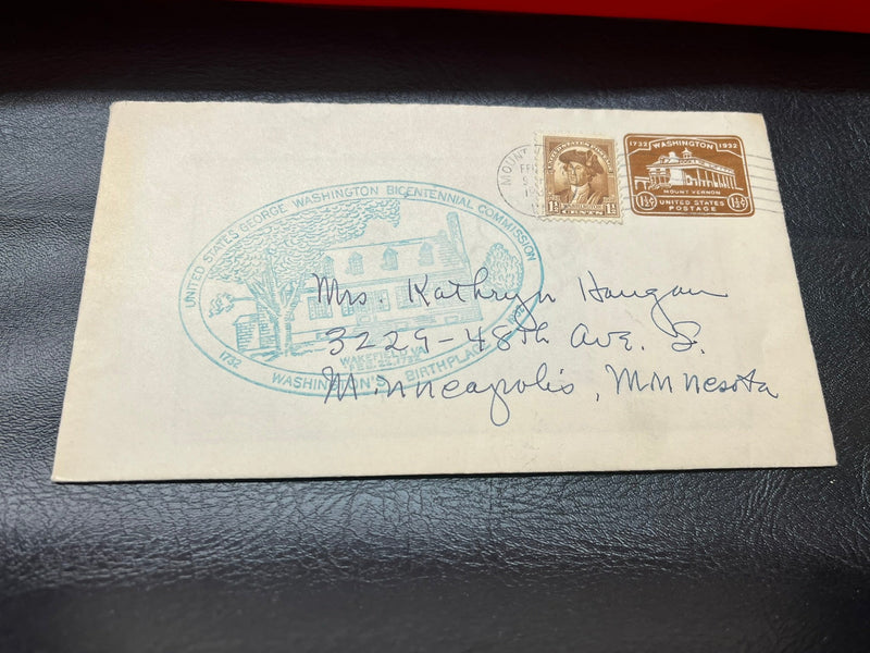 Washington Bicentennial 1 1/2c envelope with 1 1/2 cent stamp cachet