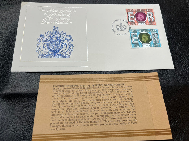Queens Silver Jubilee red and blue  FDC