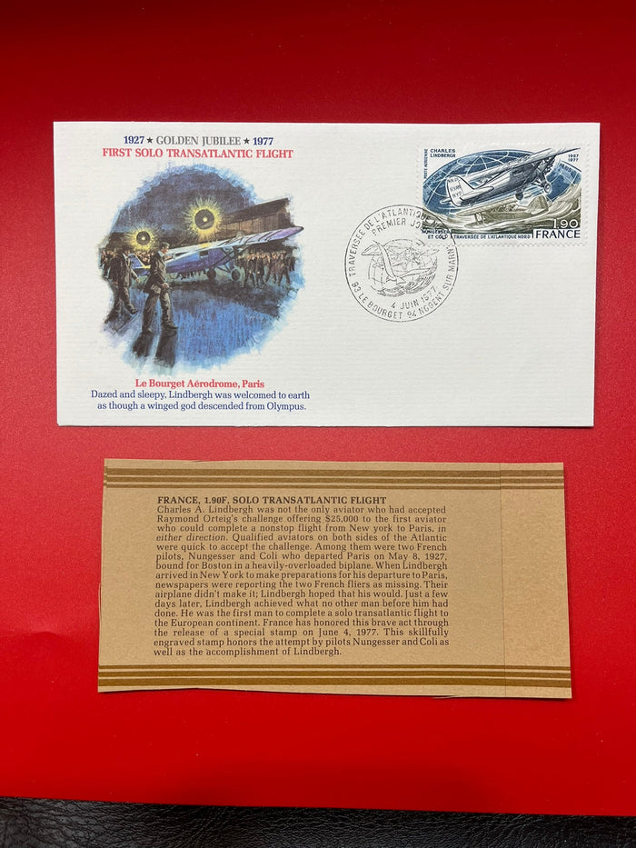 France - First Transatlantic Flight - 50th Anniversary" FDC