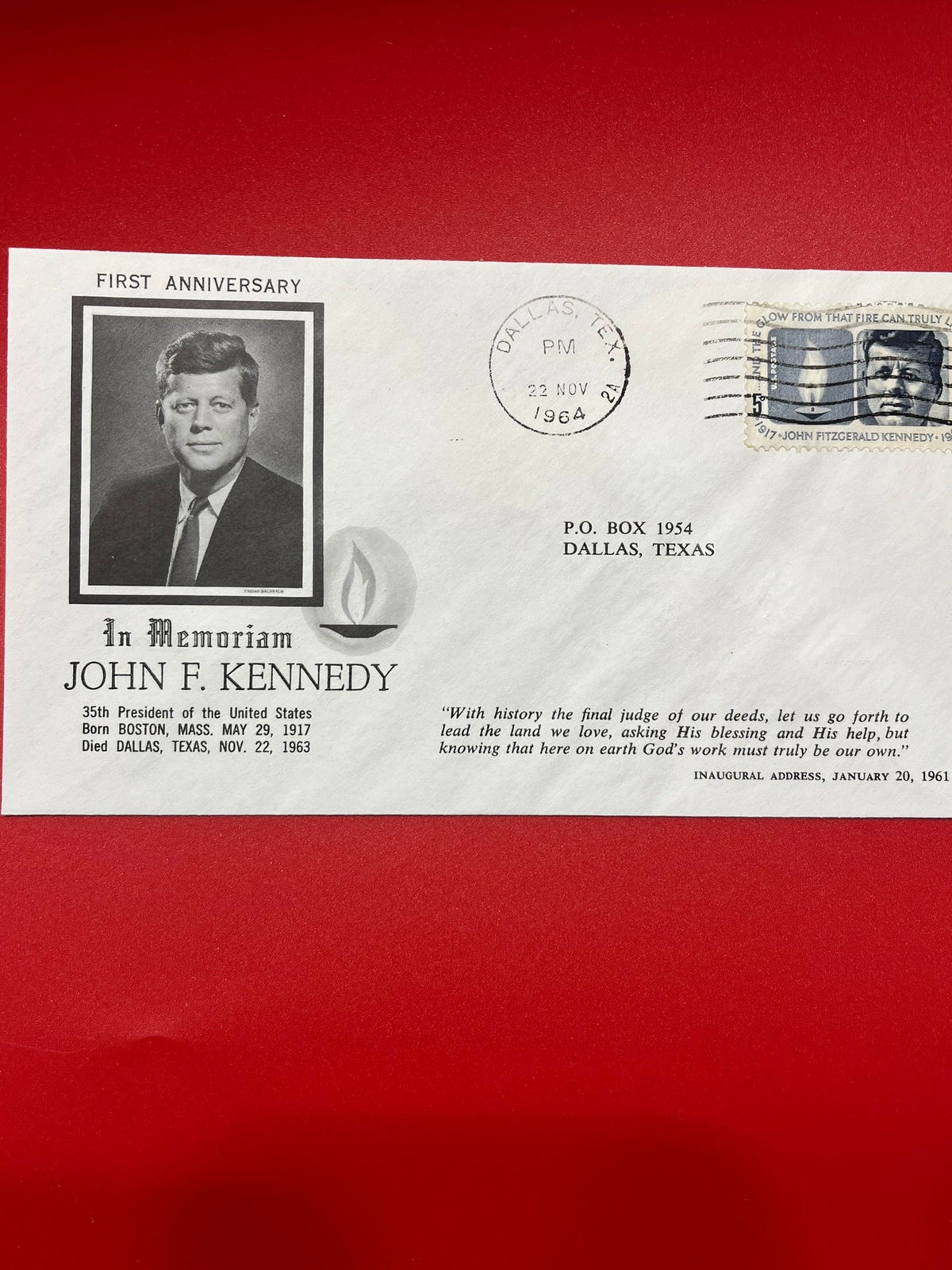 In Memoriam John F. Kennedy Cachet