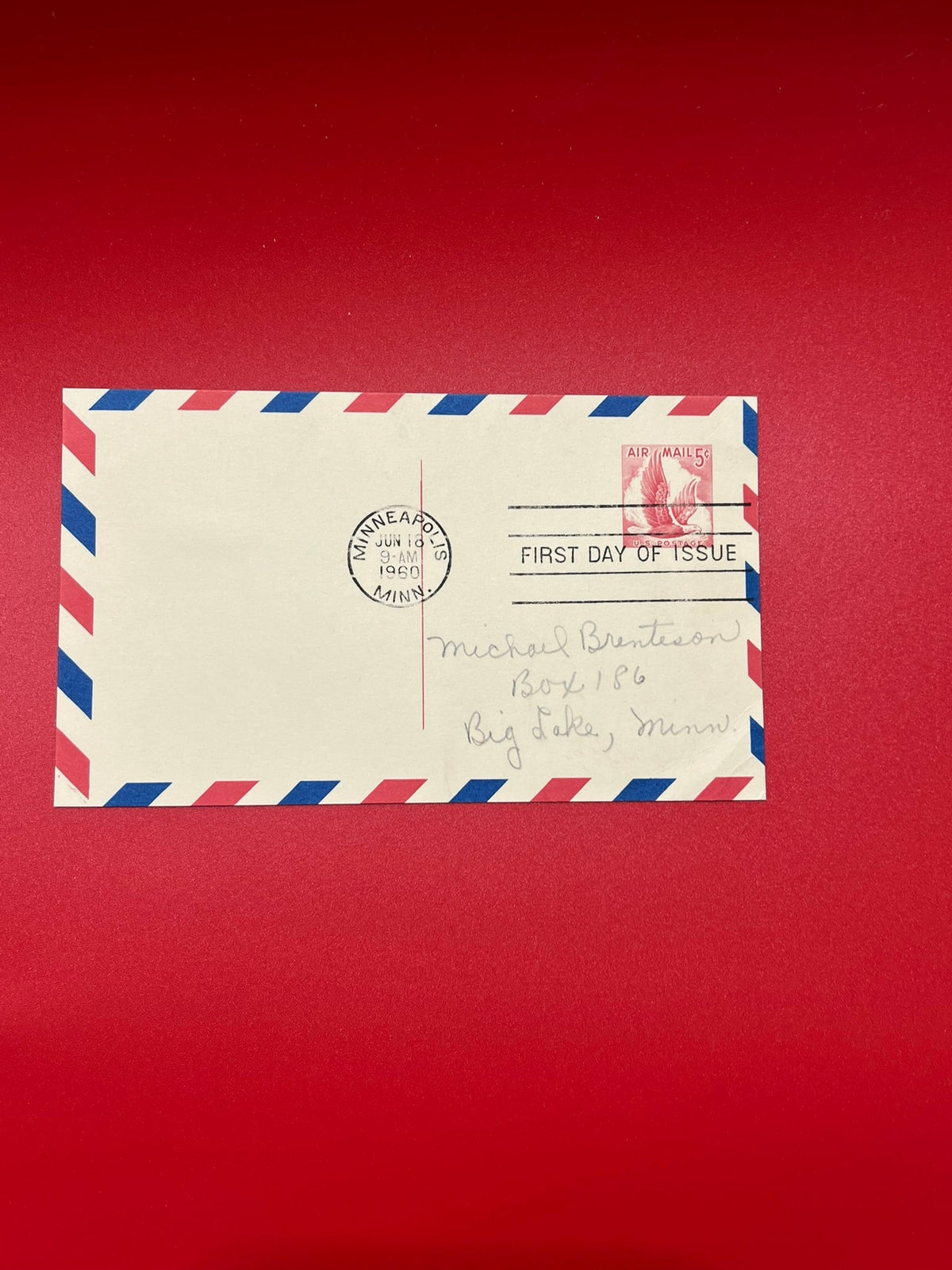 1960 5c Air Mail Postal Card FDC