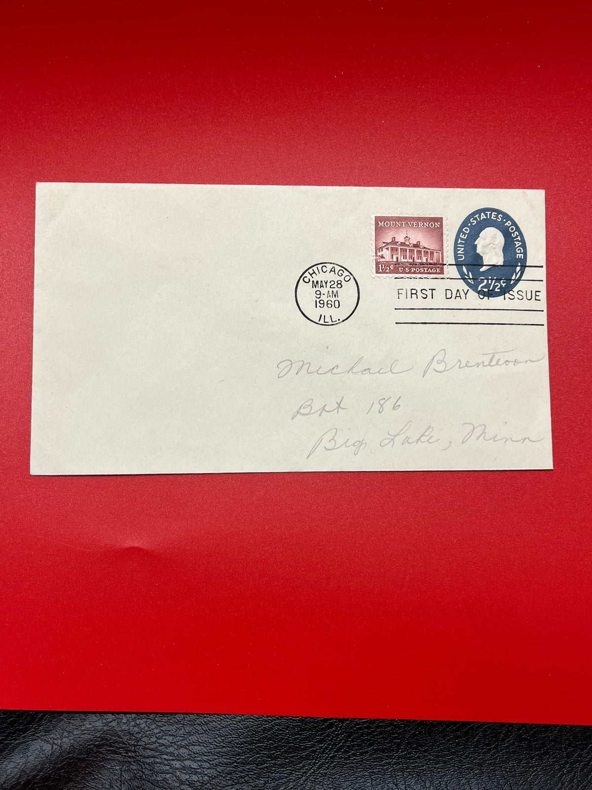 1960 Washington 2 1/2c Postal envelope FDC