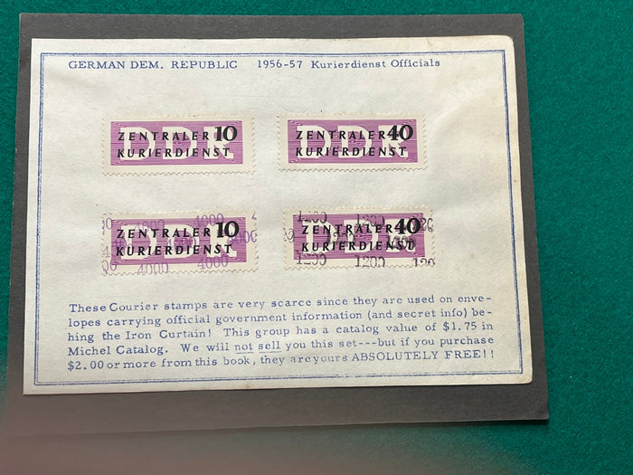 German 1956 Official Courier Stamps