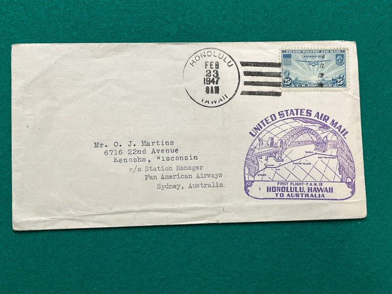 First Air Mail Flight - Honolulu - Australia