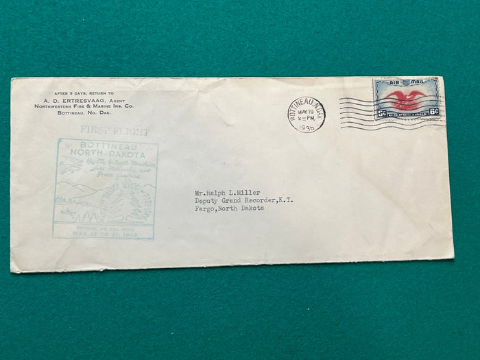 Bottineau North Dakota First Air Mail Flight