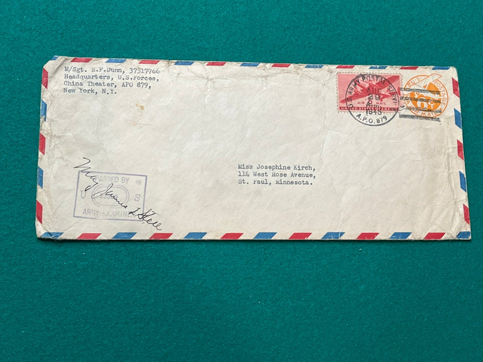 Censored WWII Army Air Mail - China Teater APO. 1945