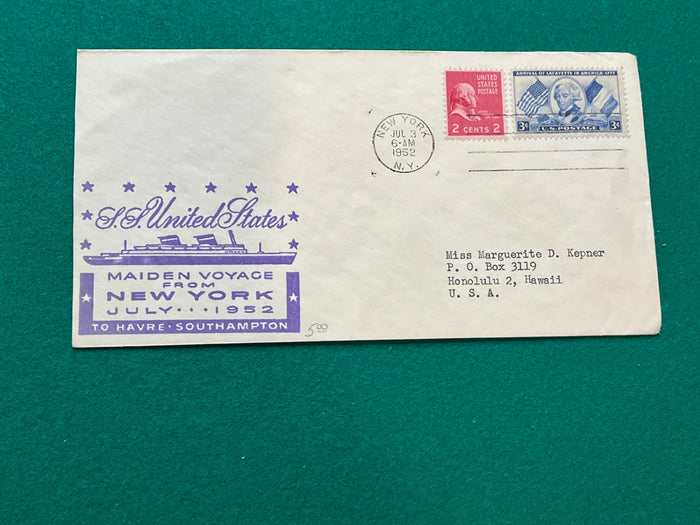 Maiden Voyage of S.S. United State Cachet