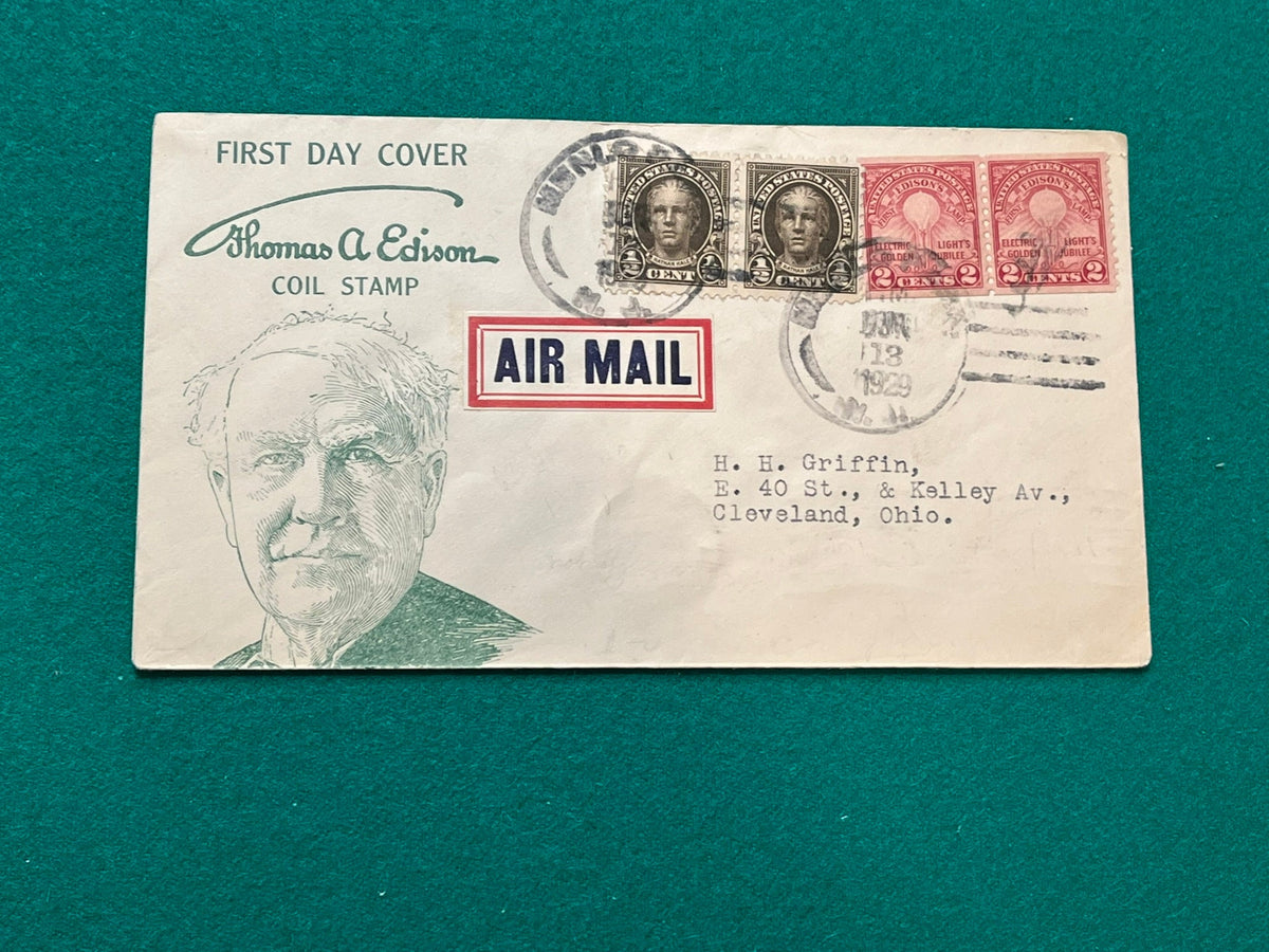 Thomas Edison FDC Air Mail cover 1929
