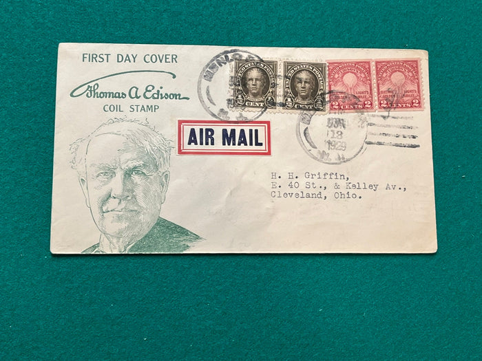 Thomas Edison FDC Air Mail cover 1929