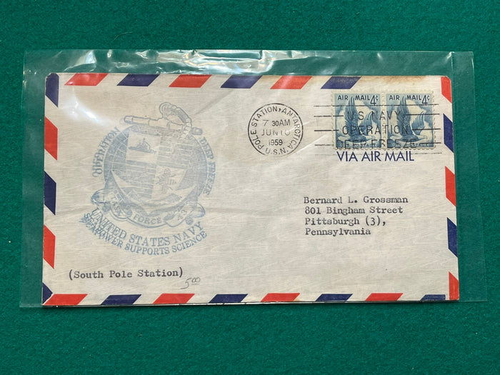 U.S. Navy Operation "Deep Freeze" South Pole Cachet