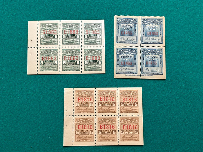 1906 & 1632 Western Union Telegram Stamps MNH