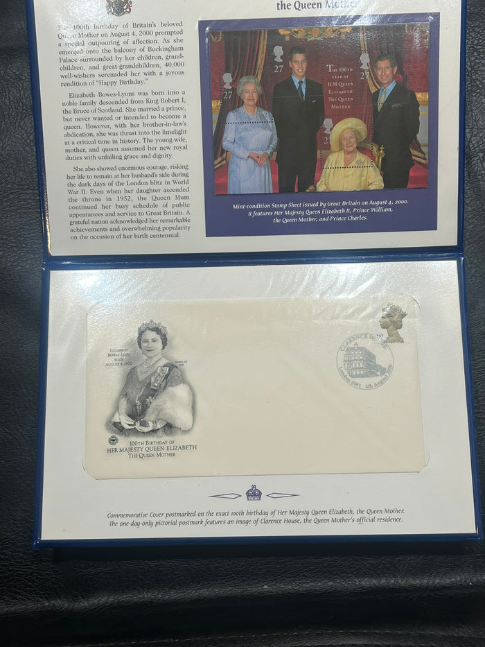 Queen Elizabeth, the Queeen Mother 100th Birthday Commemorative Folio