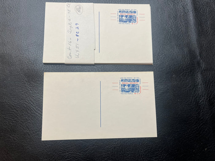 UX51      15 -  4c Social Security  Postal Cards