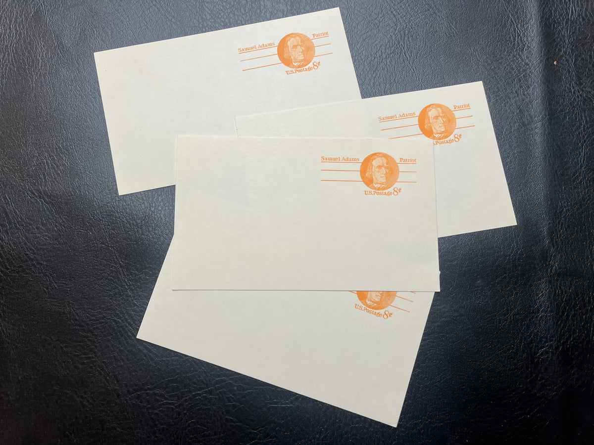 UX66     Collection of 4   8c Samuel Adams Patriot postcards. New condition.
