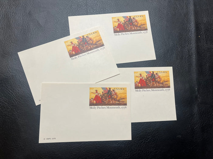 UX77    Collection of 4 -10c Molly Pitcher Postal Cards. New condition.