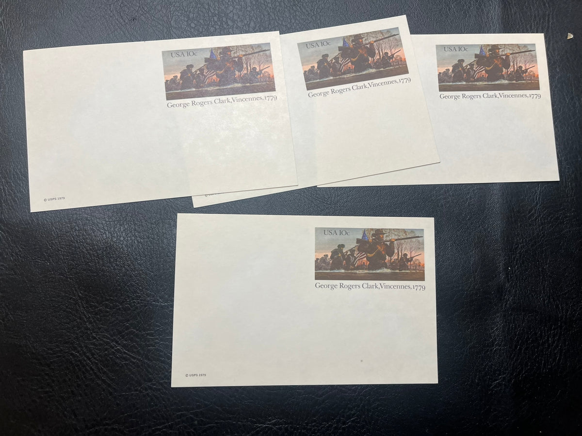UX78     Collection of 4 - 10c George Rogers Clark,Vincennes 1779 Postal Cards. New Condition.