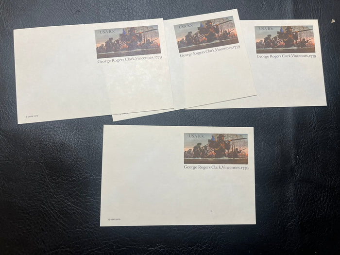 UX78     Collection of 4 - 10c George Rogers Clark,Vincennes 1779 Postal Cards. New Condition.