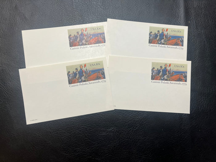 UX79  Collection of 4 - 10 Casimir Pulaski , Savannah, 1779 postcards. New condition.