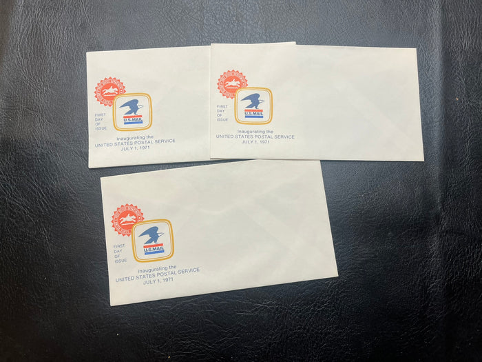 Inauguration of  the U.S. Postal Service  - 3 cachets.  Unused.