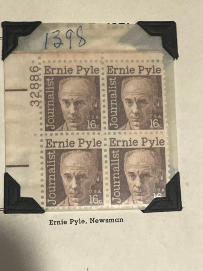 16c Ernie Pyle Plate Block