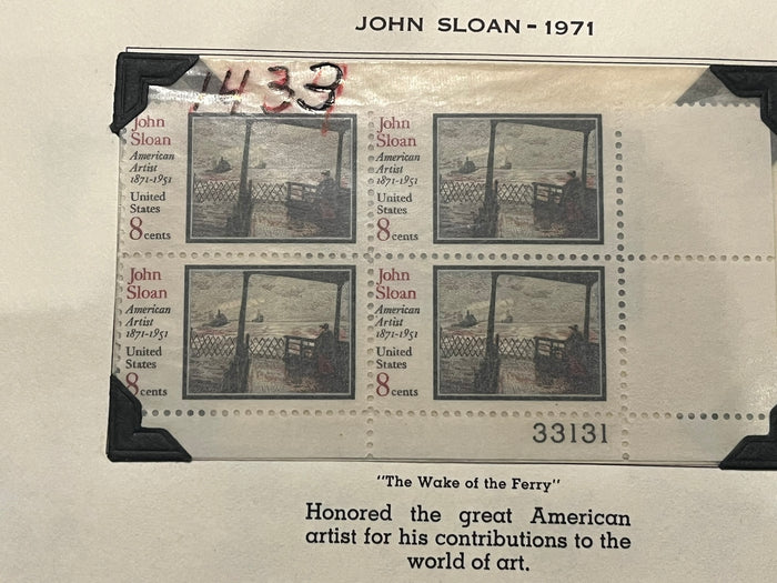 8c John Sloan Plate Block
