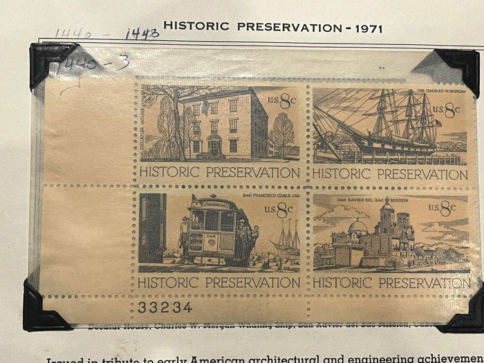 8c Historic Preservation Plate Block