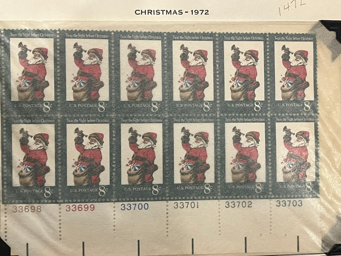 8c Christmas Plate Block Santa with Toy Bag