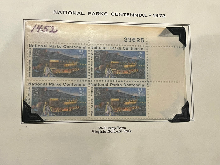 6c National Parks Centennial Plate Block Wolf Trap Fam Virginia