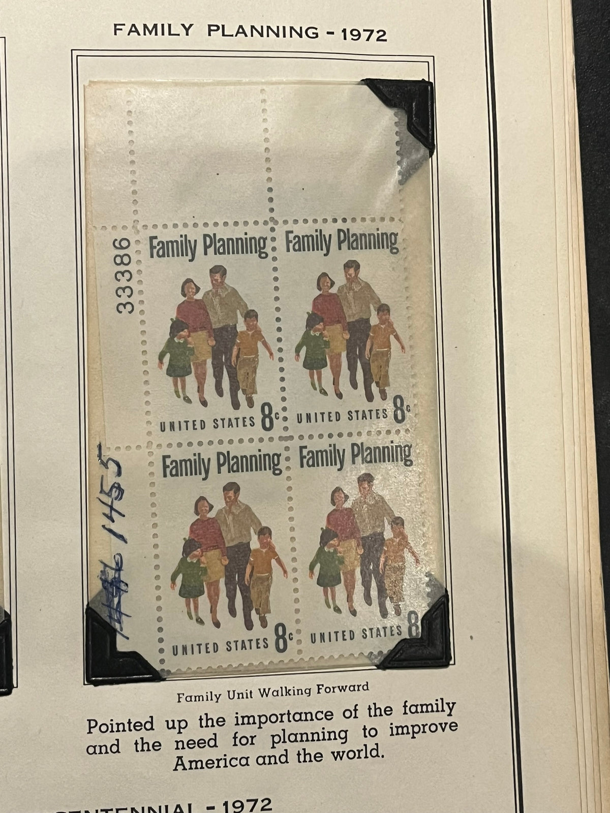 8c Family Planning Plate Block