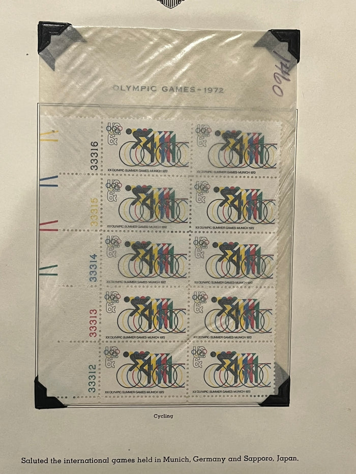 6c Olympic Games Plate Block