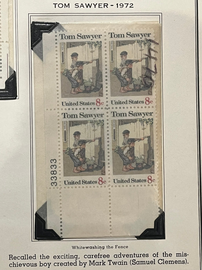 8c Tom Sawyer Plate Block