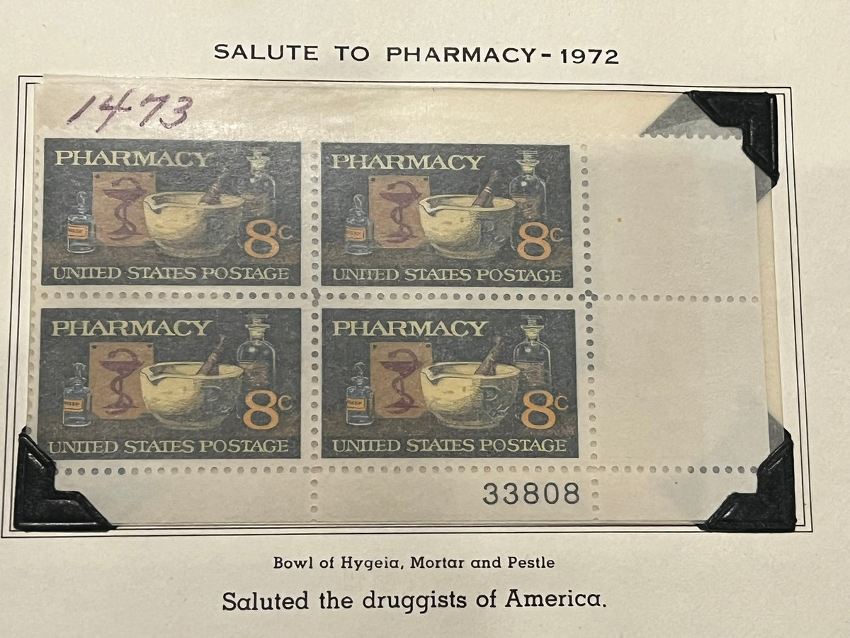 8c Salute to Pharmacy Plate Block