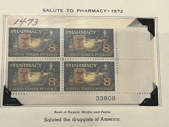 8c Salute to Pharmacy Plate Block