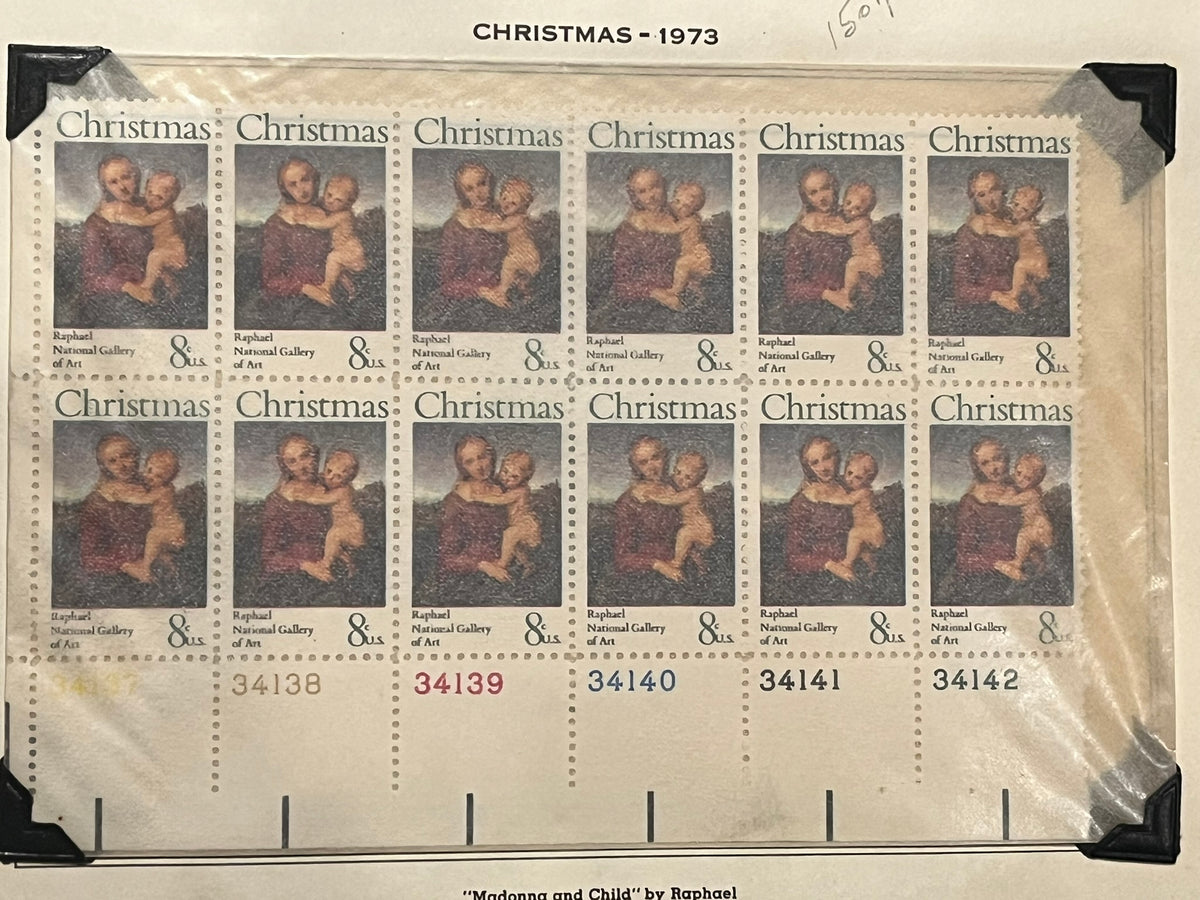 8c Christmas 1973 - Raphael National Gallery of Art - Plate Block