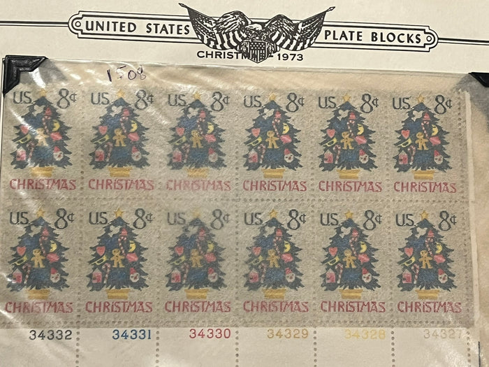 8c Christmas 1973 - Christmas Tree - Plate Block