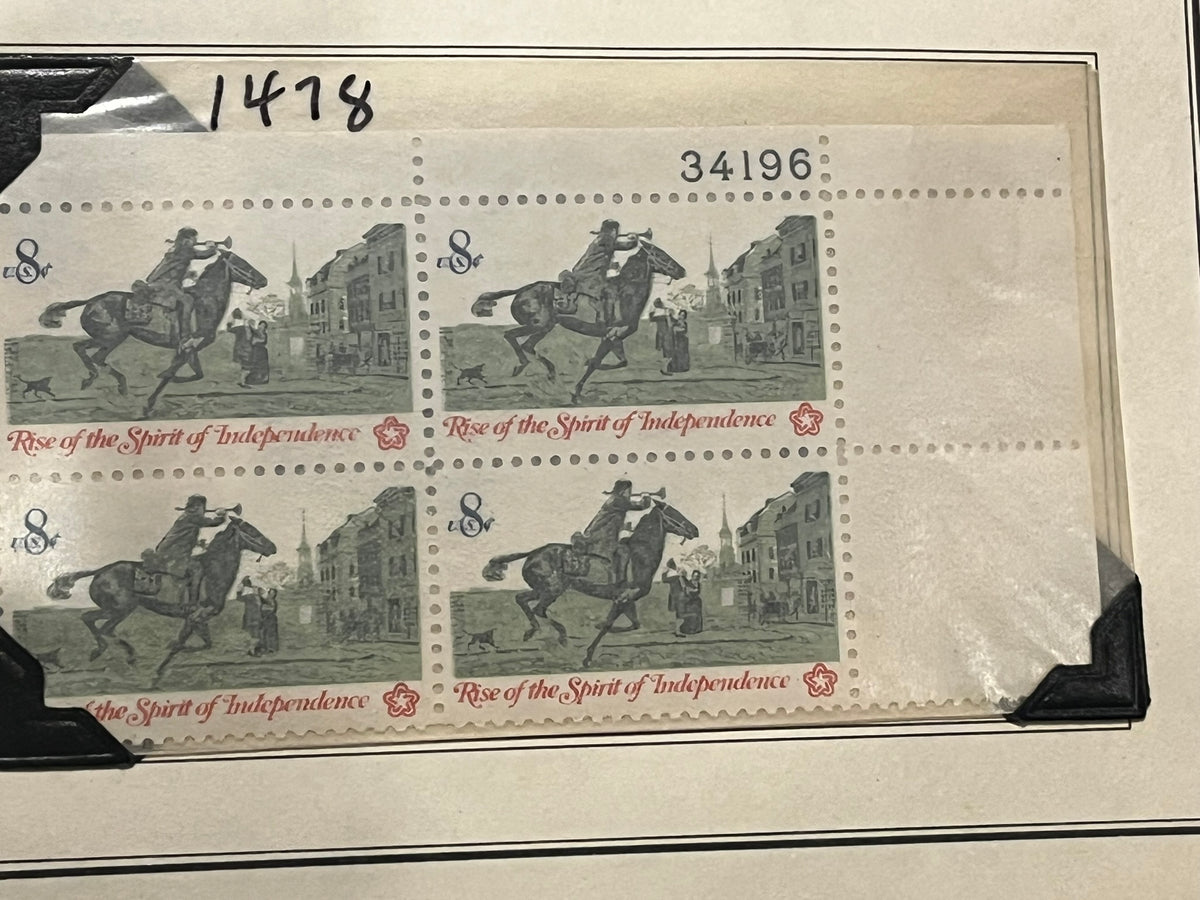 8c Post Rider - Rise of the Spirit of Independence - Plate Block