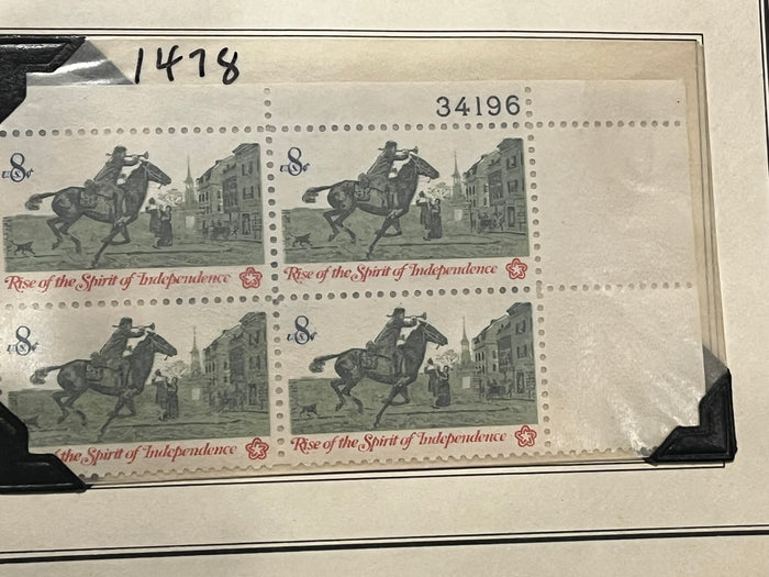8c Post Rider - Rise of the Spirit of Independence - Plate Block